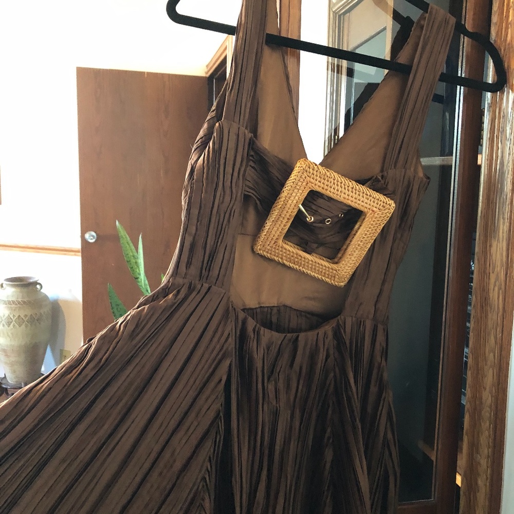 Cult Gaia - XS pleated buckle back dress. Angela rushed satin maxi. - Picture 7 of 10